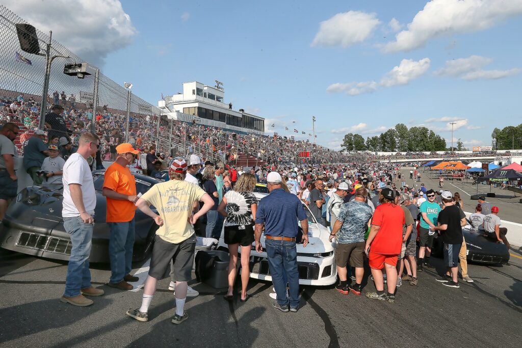 Fans crowd around at South Boston Speedway